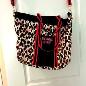 Victoria's Secret Leopard Print Tote Bag - Black and Pink